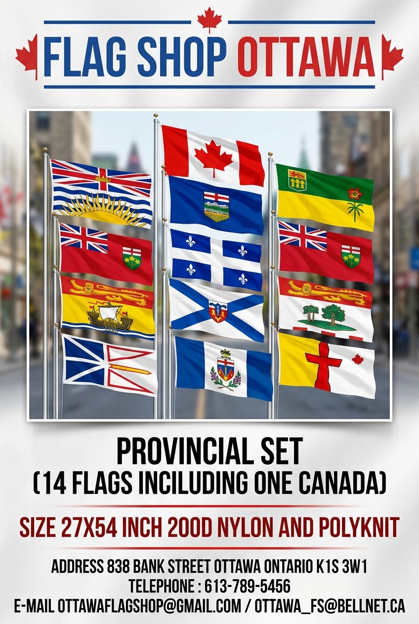 PROVINCIAL SET 27X54 INCH (14 FLAGS INCLUDING ONE CANADA)