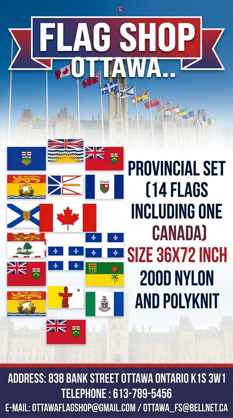 PROVINCIAL SET 36X72 INCH (14 FLAGS INCLUDING ONE CANADA)