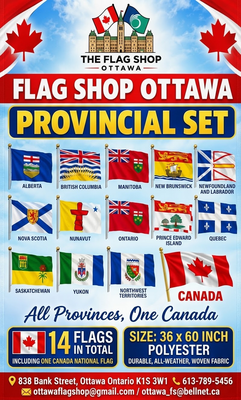 PROVINCIAL SET 36X60 INCH (14 FLAGS INCLUDING ONE CANADA)
