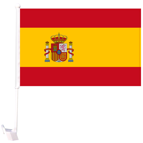 Spain w/crest Car Flag
