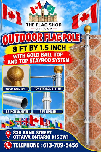 8’x1.5″ Aluminum Flagpole (ONE PIECE)  Finial Rubber Ball&nbsp;  Top stayrod Kit metal rotoarm kit with 360 degree rotation&nbsp;ion